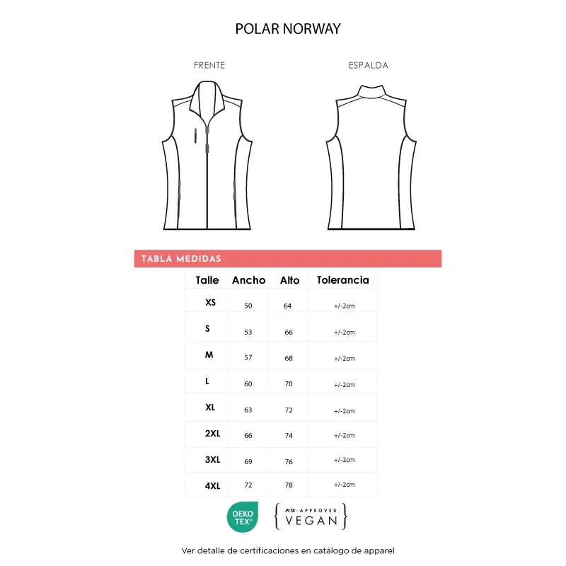 Polar Unisex sin mangas Norway con logo para Empresas | Ropa y Accesorios | Regalos Corporativos ChilePromo | 95-04