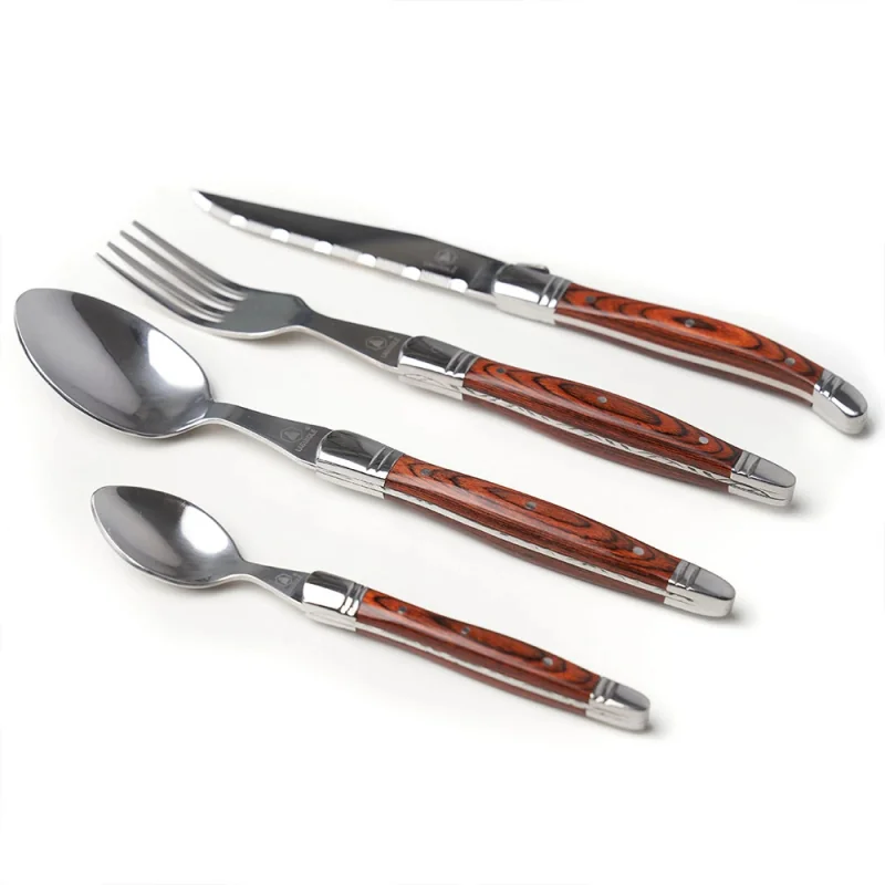 Set de 16 cubiertos Laguiole con logo corporativo personalizado - Regalos Día del Trabajador 2026 - Venta Mayorista de Accesorio