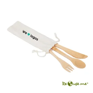 Set de Cubiertos de Bambú con logo para Empresas | Accesorios Cocina | Regalos Corporativos ChilePromo | 188-04
