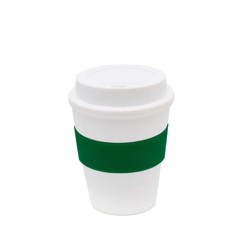 Vaso Reutilizable Express Cup, Color Blanco/Verde