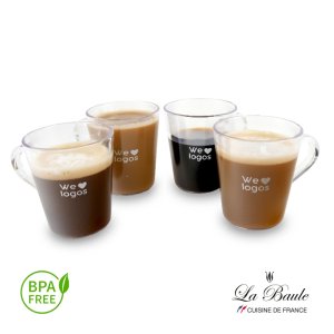Set de 4 tazas de Café La baule con Logo |  Regalos Corporativos | Venta por Mayor | ChilePromo
