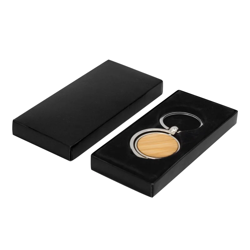 Llavero de Bambú Spin con logo para Empresas | Llaveros Personalizados | Regalos Corporativos ChilePromo | T648-01