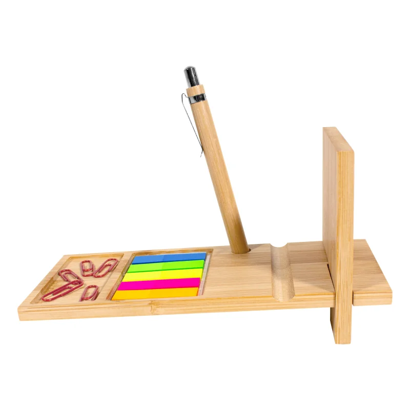 Organizador de Bambú Nagano con logo corporativo personalizado - Regalos Día del Trabajador 2026 - Venta Mayorista de Escritorio