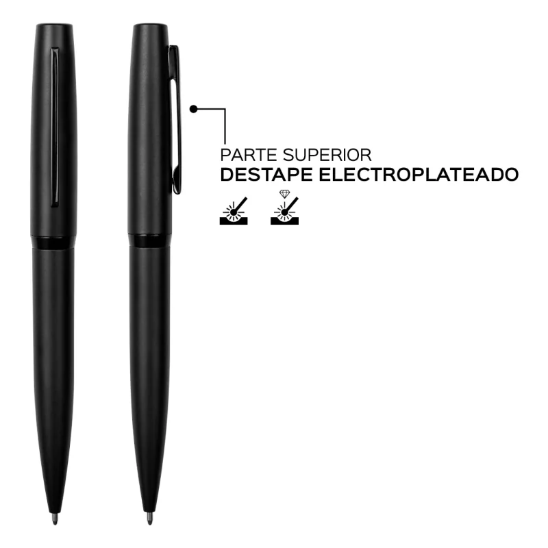 Bolígrafo Volga Tinta Negra con logo para Empresas | Lápices y Bolígrafos | Regalos Corporativos ChilePromo | BP281-01