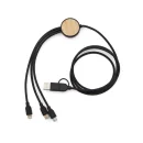 Cable Multicargador 3 en 1 Bambú con logo para Empresas | Adaptadores y Cargadores | Regalos Corporativos ChilePromo | 306-04