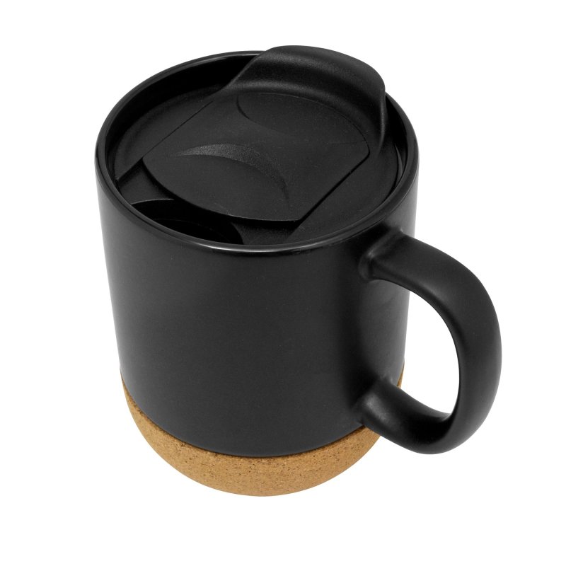 Taza Cerámica Mika Base Corcho 380ml, Color Negro, vista 4 de 7