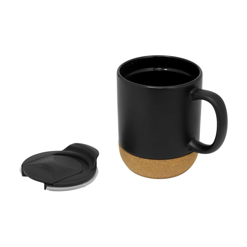 Taza Cerámica Mika Base Corcho 380ml, Color Negro, vista 5 de 7