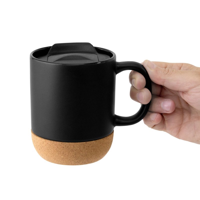Taza Cerámica Mika Base Corcho 380ml, Color Negro, vista 7 de 7