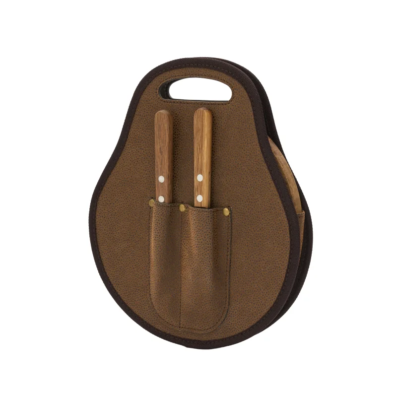 Set de Asado Estribo - Acacia y Cuero Pampa Spirit con logo corporativo personalizado - Regalos Día del Trabajador 2026 - Venta 