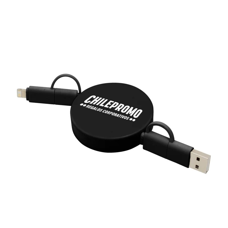 Cable Retráctil de Carga Rápida con logo corporativo personalizado - Regalos Día del Trabajador 2026 - Venta Mayorista de Adapta