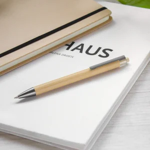 Bolígrafo de Bambú Barry - Ecológico Tinta Negra con logo corporativo personalizado - Regalos Día del Trabajador 2026 - Venta Ma
