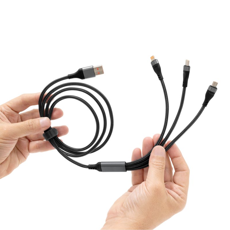 Cable de Carga Rápida Spidy - Multi 3 en 1 con logo personalizado - Regalos día del Padre | Exponor - Venta Mayorista de Adaptad