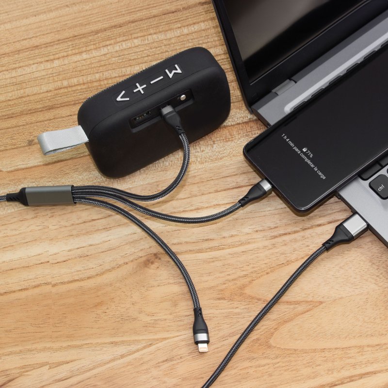 Cable de Carga Rápida Spidy - Multi 3 en 1 con logo personalizado - Regalos día del Padre | Exponor - Venta Mayorista de Adaptad