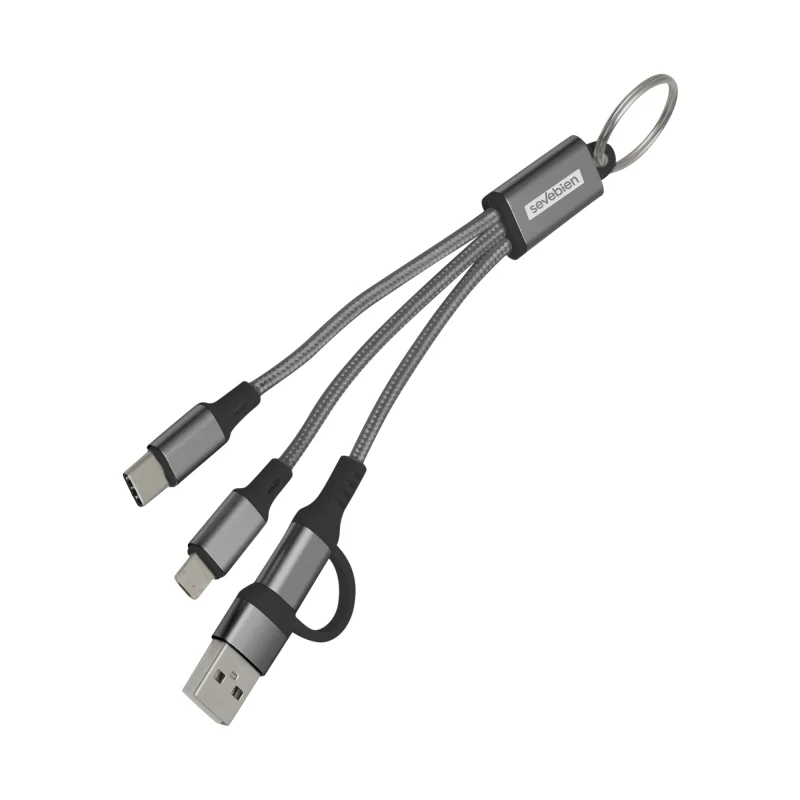 Cable de Carga Unikey Llavero - USB-C y Lightning, Color Gris, vista 4 de 7