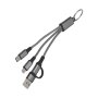 Cable de Carga Unikey Llavero - USB-C y Lightning, Color Gris