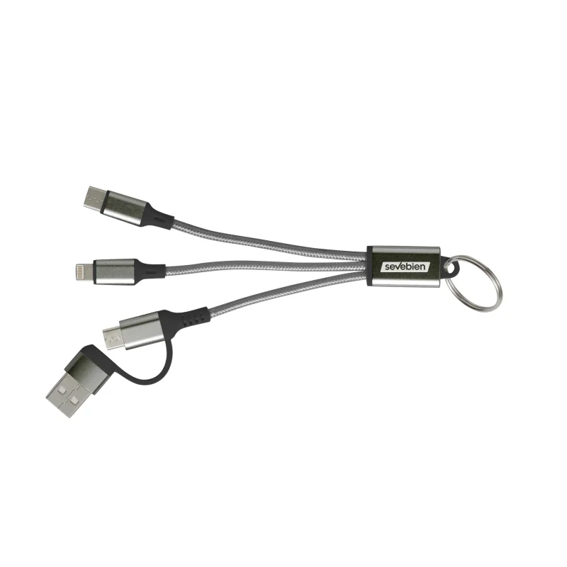 Cable de Carga Unikey Llavero - USB-C y Lightning, Color Gris, vista 5 de 7