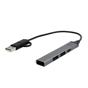 Hub Adaptador Hamel - Multipuerto USB y USB-C con logo corporativo personalizado - Regalos Día del Trabajador 2026 - Venta Mayor