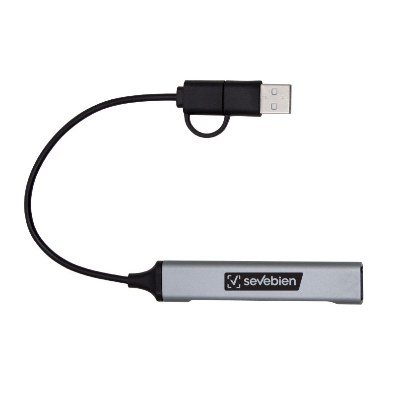 Hub Adaptador Hamel - Multipuerto USB y USB-C con logo personalizado - Regalos día del Padre | Exponor - Venta Mayorista de Adap