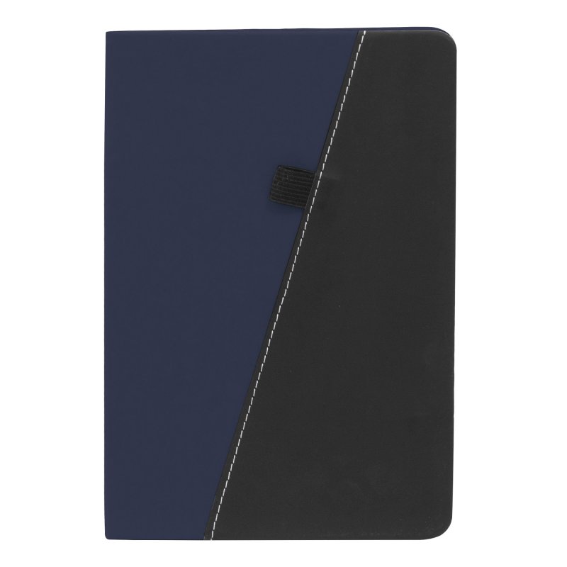 Libreta Trek Bicolor con Portalápices, Color Azul/Negro