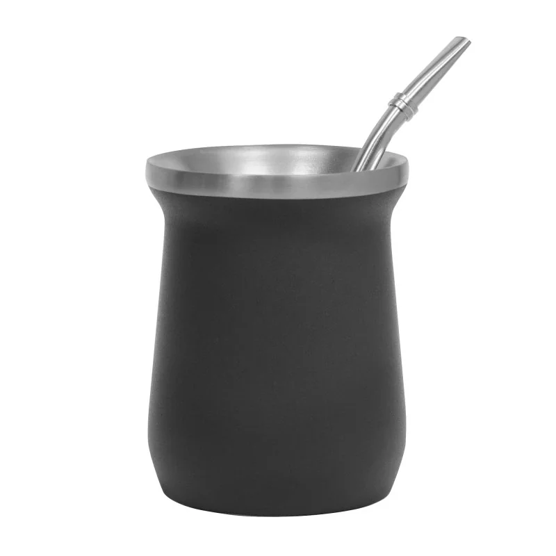 Set de Mate Enzo Acero Inoxidable 300ml, Color Negro