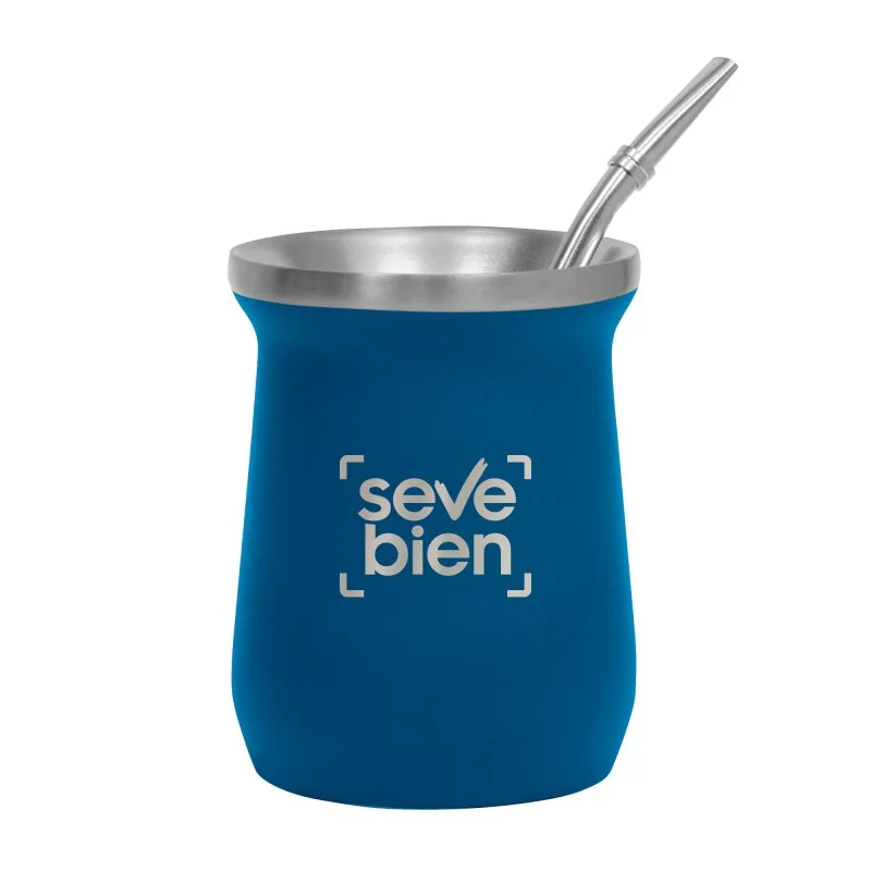 Set de Mate Enzo Acero Inoxidable 300ml, Color Azul, vista 4 de 9