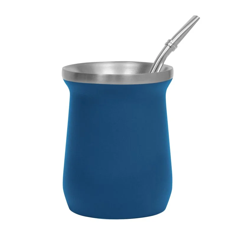 Set de Mate Enzo Acero Inoxidable 300ml, Color Azul