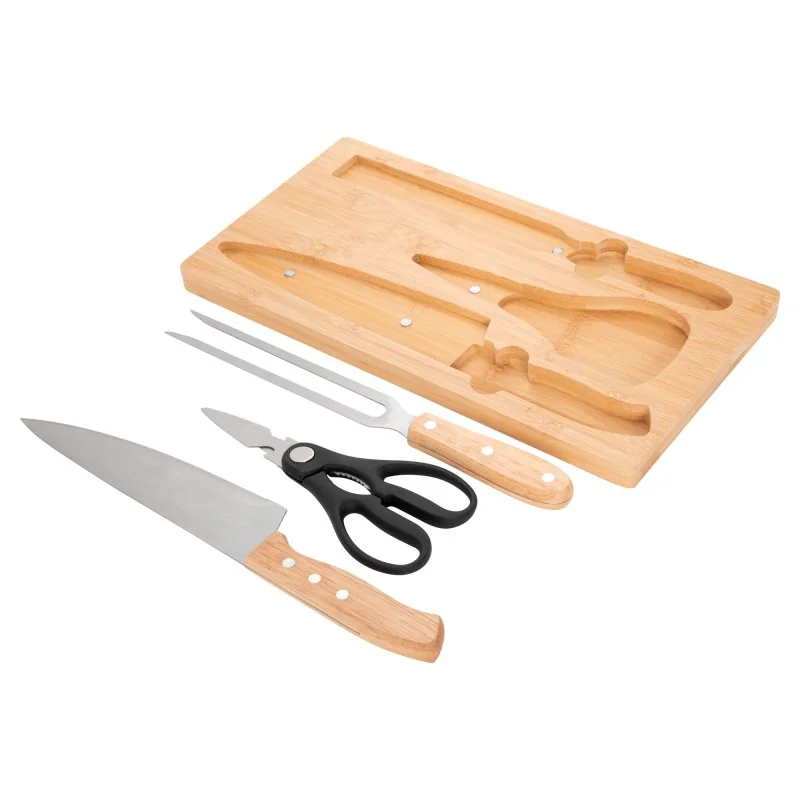 Set de Asado BBQ Bistec de Bambú con Logo |  Regalos Corporativos | Venta por Mayor | ChilePromo