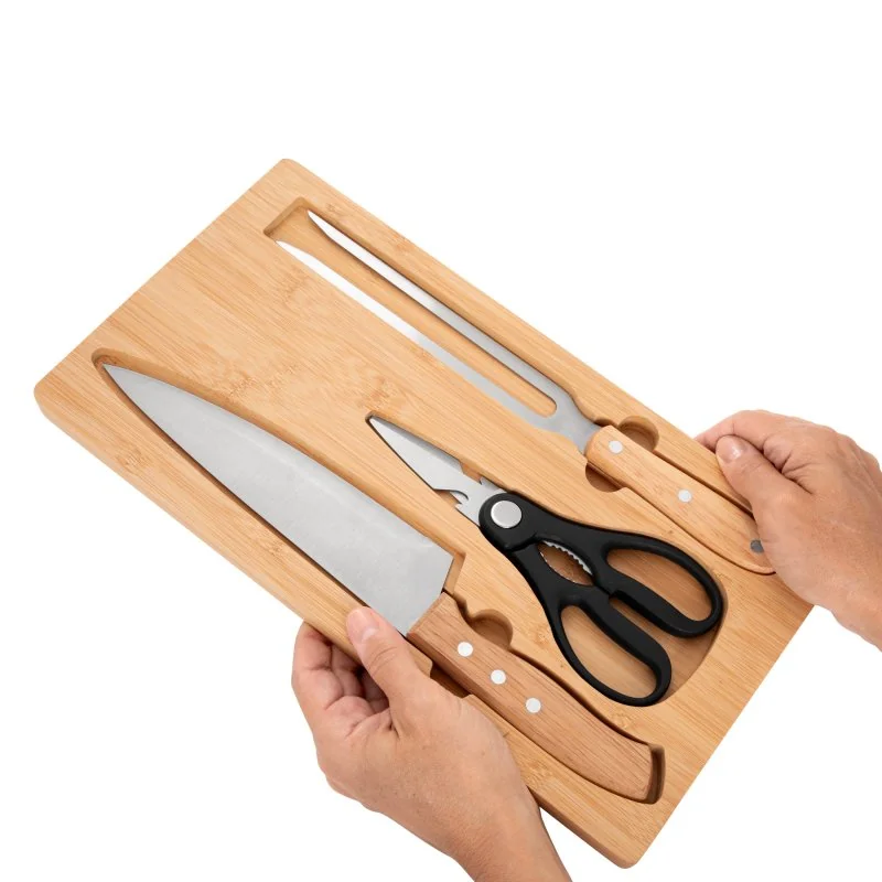 Set de Asado BBQ Bistec de Bambú con Logo |  Regalos Corporativos | Venta por Mayor | ChilePromo