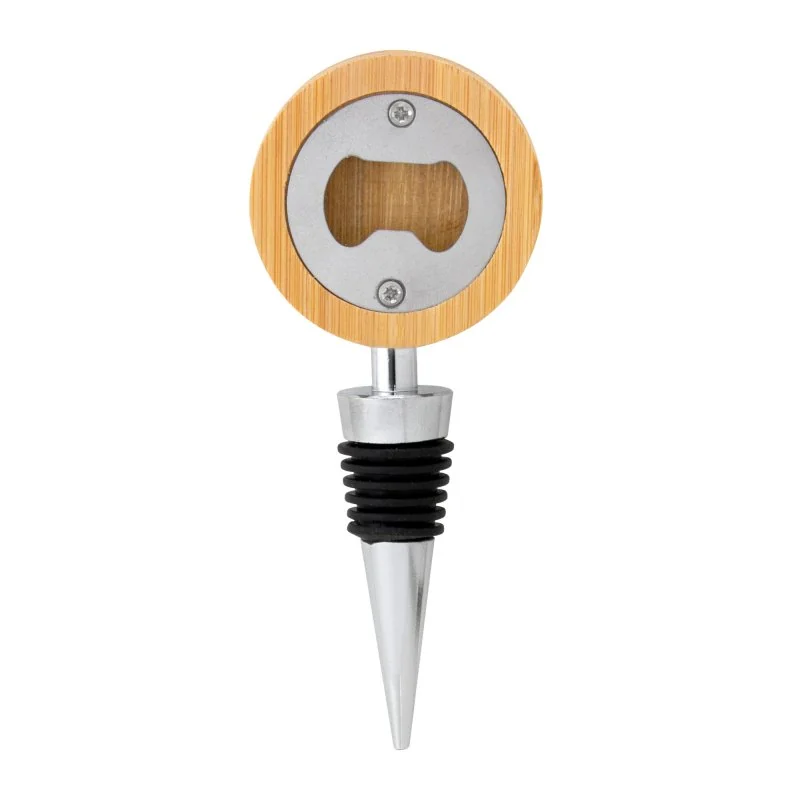 Tapón con Destapador Tap de Bambú y Acero con Logo |  Regalos Corporativos | Venta por Mayor | ChilePromo