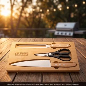 Set de Asado BBQ Bistec de Bambú con Logo |  Regalos Corporativos | Venta por Mayor | ChilePromo