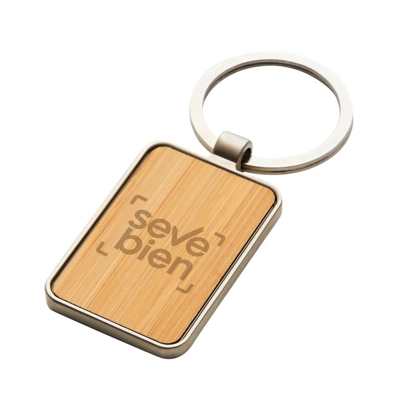 Llavero Kirec de Bambú y Metal en Caja Kraft, Color Madera, vista 3 de 10