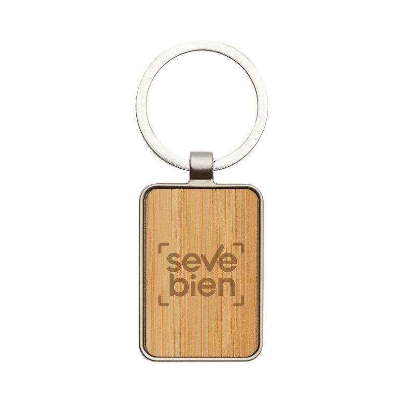 Llavero Kirec de Bambú y Metal en Caja Kraft, Color Madera, vista 4 de 10