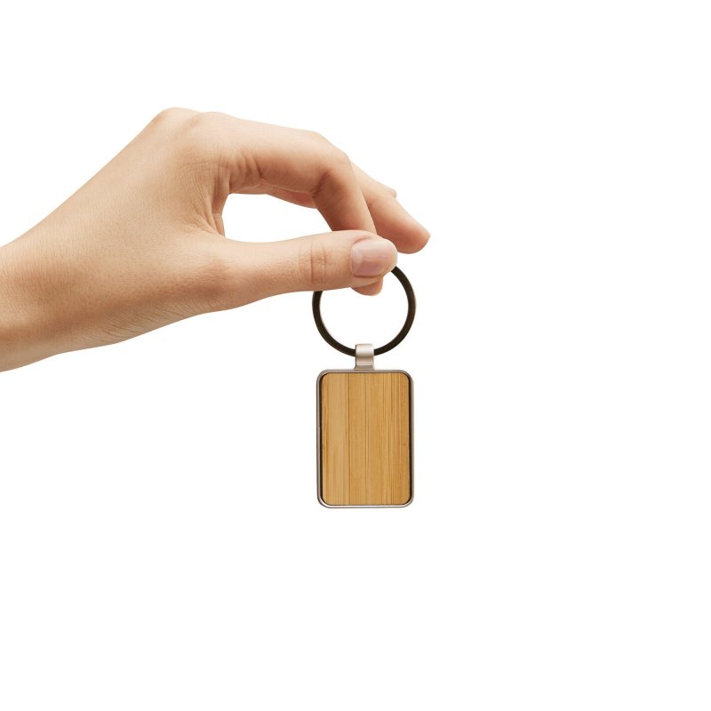 Llavero Kirec de Bambú y Metal en Caja Kraft, Color Madera, vista 8 de 10