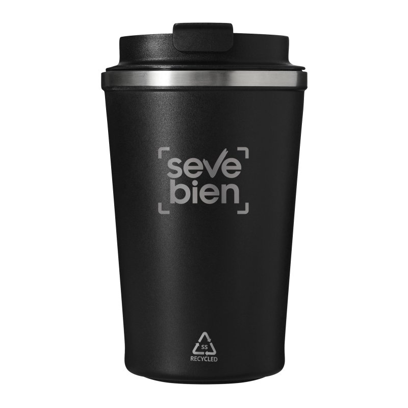 Mug Térmico Cappu 350ml de Acero Inoxidable Reciclado, Color Negro, vista 3 de 8