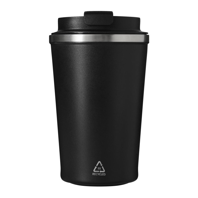 Mug Térmico Cappu 350ml de Acero Inoxidable Reciclado, Color Negro