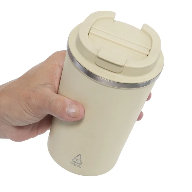 Mug Térmico Cappu 350ml de Acero Inoxidable Reciclado, Color Beige, vista 7 de 9