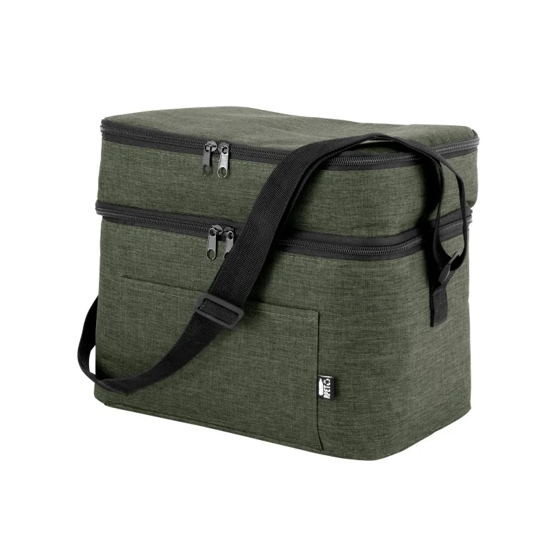 Cooler Costera Térmico 15L de Dos Pisos en Tela RPET, Color Verde Militar, vista 4 de 12