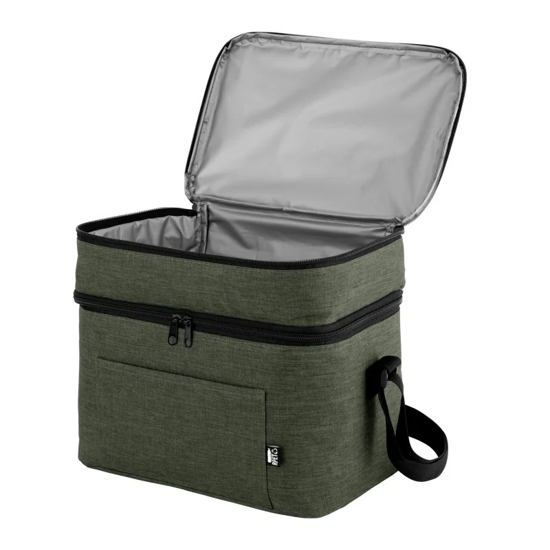 Cooler Costera Térmico 15L de Dos Pisos en Tela RPET, Color Verde Militar, vista 8 de 12