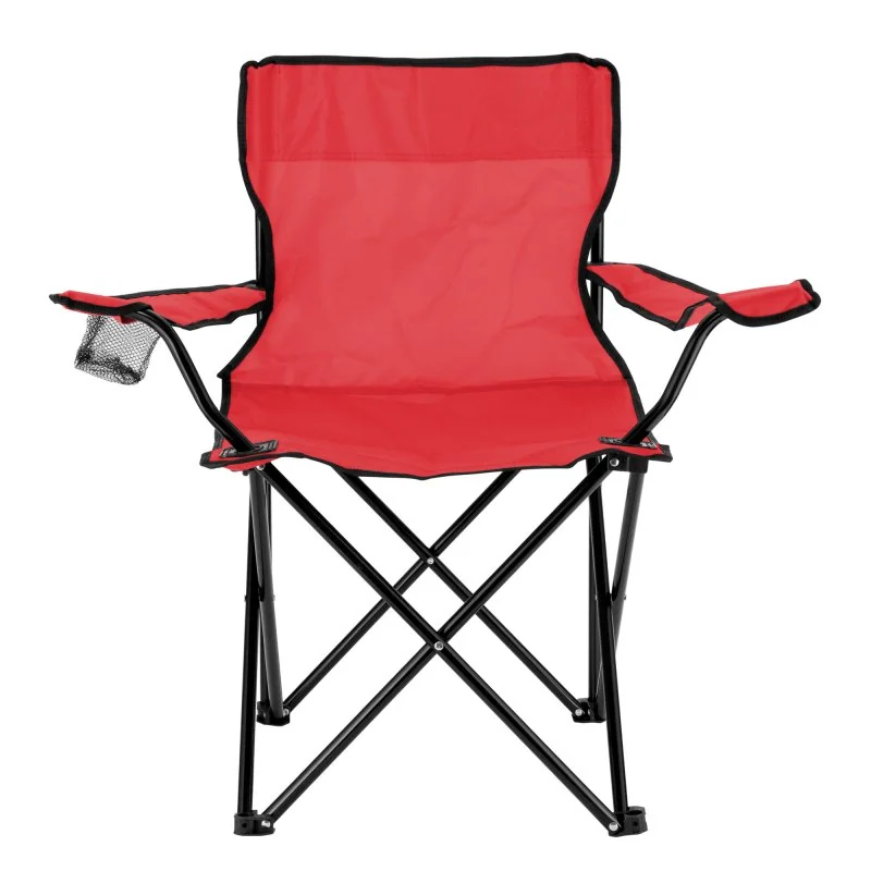 Silla Plegable Camp con Apoyabrazos y Posavasos, Color Rojo