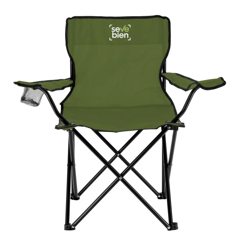 Silla Plegable Camp con Apoyabrazos y Posavasos, Color Verde Militar, vista 3 de 14