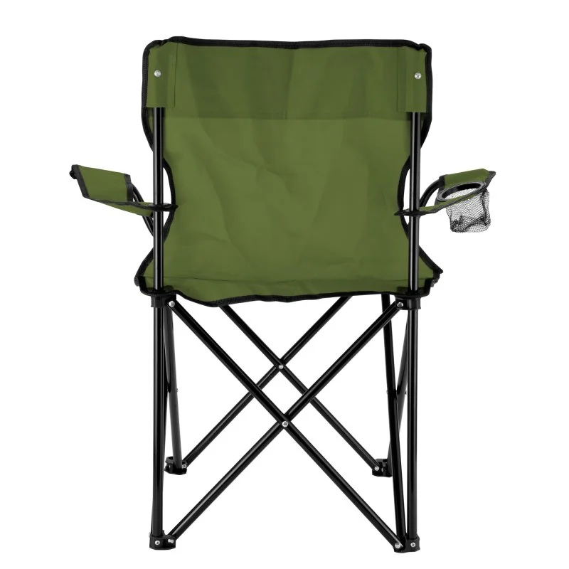Silla Plegable Camp con Apoyabrazos y Posavasos, Color Verde Militar, vista 4 de 14