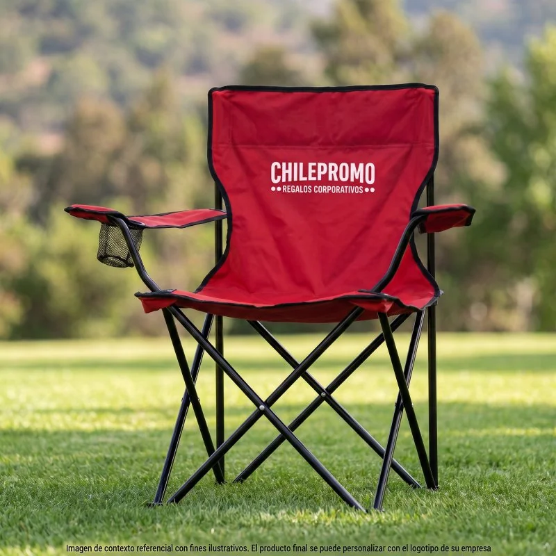 Silla Plegable Camp con Apoyabrazos y Posavasos, Color Rojo, vista 2 de 14