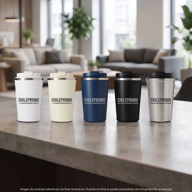 Mug Térmico Cappu 350ml de Acero Inoxidable Reciclado, Color Beige, vista 8 de 9