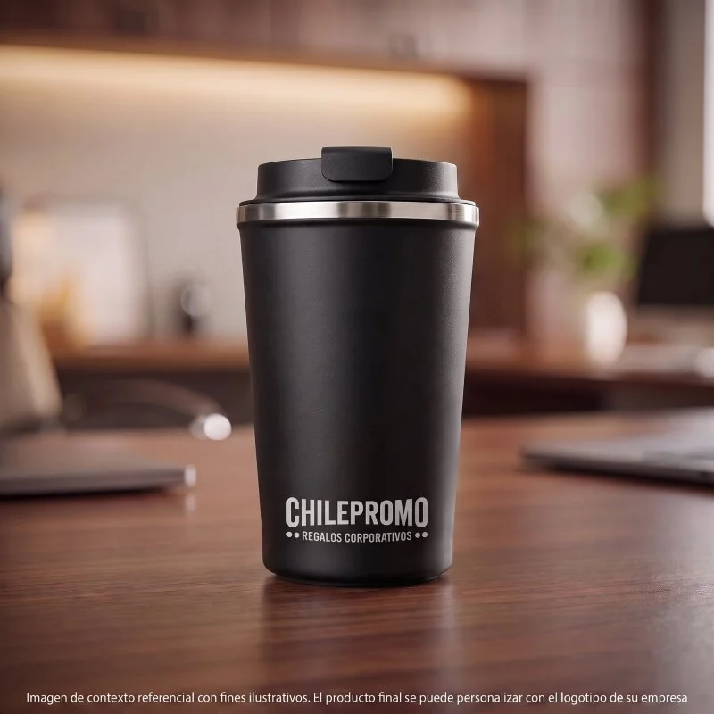 Mug Térmico Cappu 350ml de Acero Inoxidable Reciclado, Color Negro, vista 2 de 8