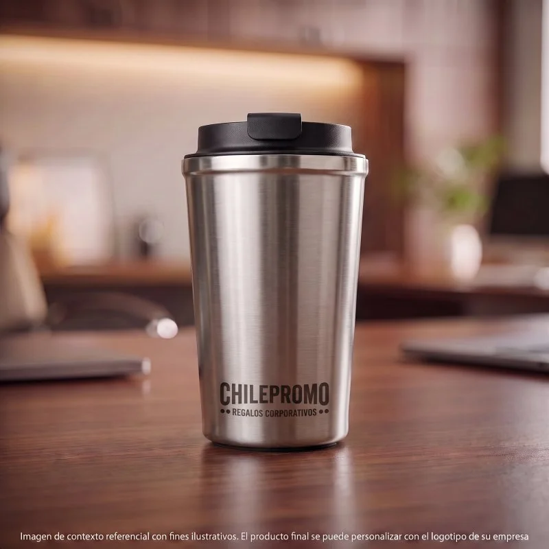 Mug Térmico Cappu 350ml de Acero Inoxidable Reciclado, Color Plata, vista 2 de 9