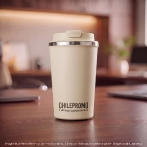 Mug Térmico Cappu 350ml de Acero Inoxidable Reciclado, Color Beige, vista 2 de 9