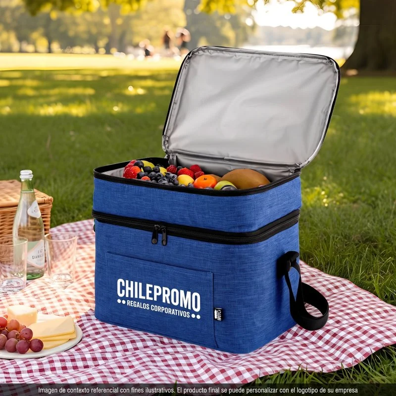 Cooler Costera Térmico 15L de Dos Pisos en Tela RPET, Color Royal Blue, vista 2 de 12