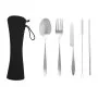 Set de Cubiertos Reutilizables Plat de Acero Inoxidable en Estuche EVA, Color Negro, vista 7 de 7