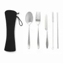 Set de Cubiertos Reutilizables Plat de Acero Inoxidable en Estuche EVA, Color Negro