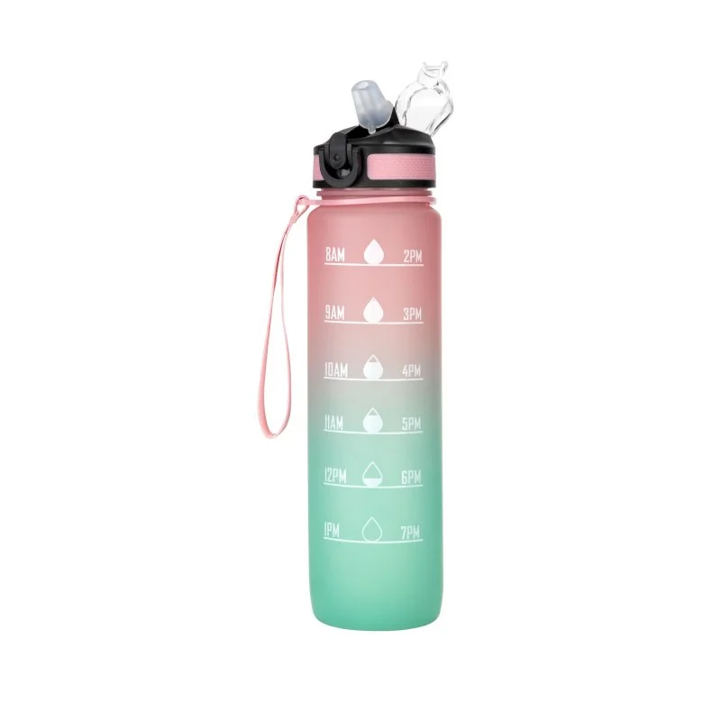 Botella Deportiva Motivacional Graf 1L, Color Rosa/Verde, vista 7 de 16